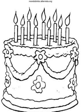 disegno da colorare compleanno torta