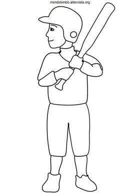 disegno baseball colorare ragazzo mazza