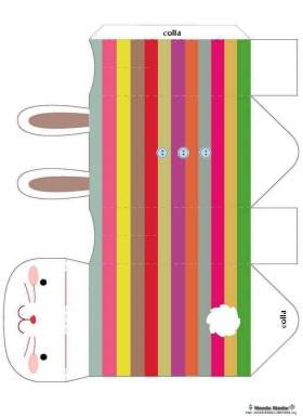 disegno scatolina coniglio colorato per pasqua