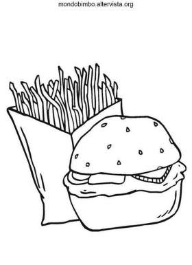 disegno hamburger patatine fritte colorare