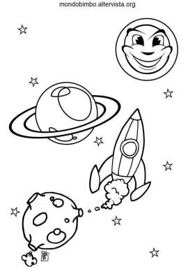 disegno spazio colorare space shuttle pianeti sole