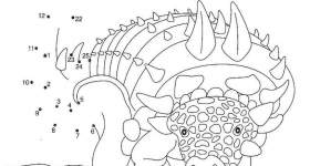 disegno unisci i puntini ankylosaurus