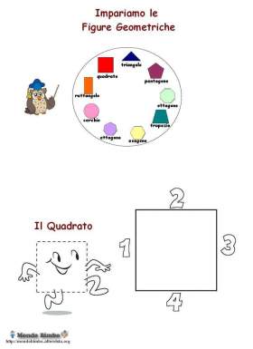 impariamo le figure quadrato da colorare