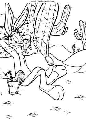 disegno bugs bunny colorare deserto cactus