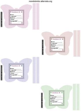 etichette quaderni stampare farfalle colorate