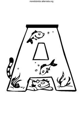 disegno alfabeto acquario colorare lettera a