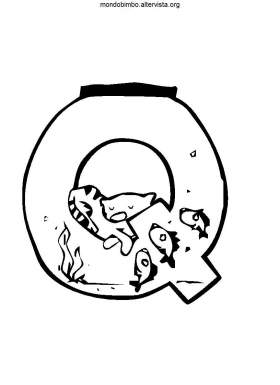 disegno alfabeto acquario colorare lettera q