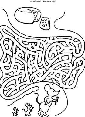 disegno labirinto colorare topi formaggio