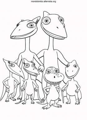 disegno il treno dei dinosauri colorare buddy e famiglia