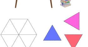 disegno forme geometriche ritagliare esagono sei parti triangoli