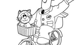 disegno il postino pat colorare postino gatto bici