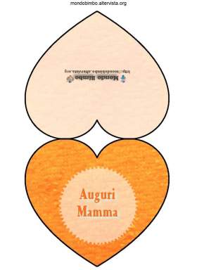 biglietto festa della mamma cuore alto doppio arancio scritta 2