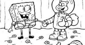 disegno colorare spongebob e i suoi amici