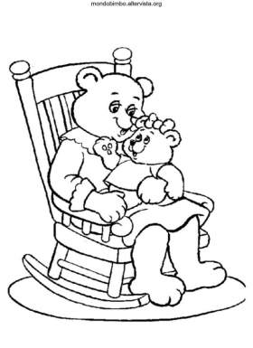 disegno festa della mamma colorare orsetti sedia dondolo