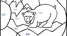 disegno calcola e colora orso polare