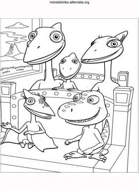 disegno il treno dei dinosauri colorare buddy e i pteranodonti